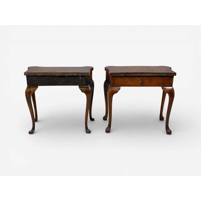 Wood Georgian, Card or Game Tables, a Pair, Tapestry, Mahogany, 18th Century For Sale - Image 7 of 18