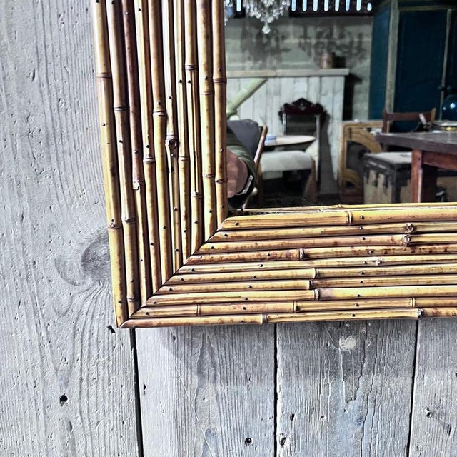 Vintage Bamboo Wall Mirror from Vivai Del Sud For Sale - Image 3 of 8