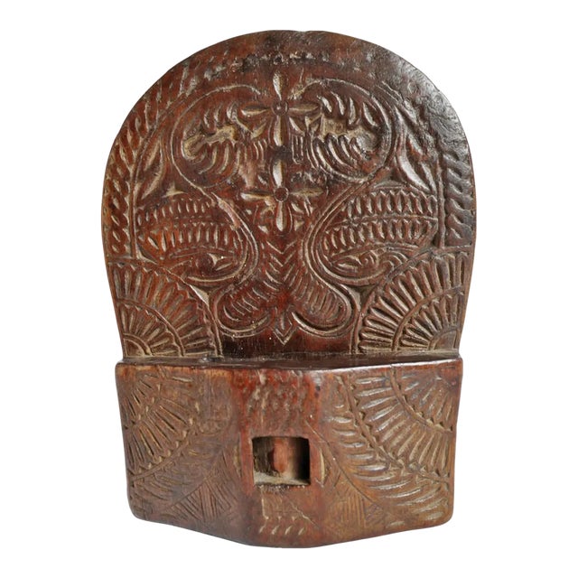 Vintage Java Carved Wood Knife Holder For Sale