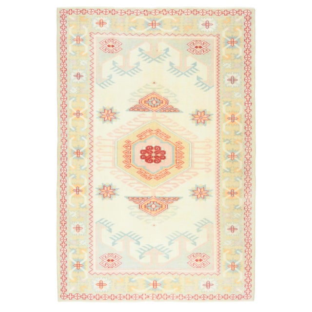 1970s Vintage Turkish Oushak Handmade Wool Cotton Beige Area Rug For Sale - Image 12 of 12