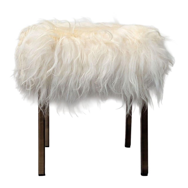 Cb2 Sheepskin Stool For Sale