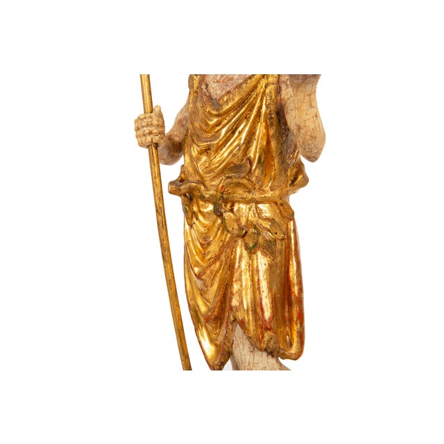 German or Austrian Polychromed Statue Sculpture of Saint John the Baptist For Sale - Image 9 of 18