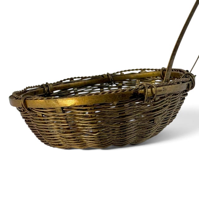 Mid 20th Century Bronze Bunny Rabbit Sculpture With Woven Brass Baskets Edwardian-Style For Sale - Image 17 of 18
