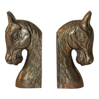 Pair of Vintage Brass Horse Bookends For Sale