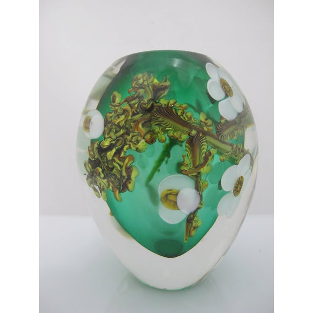 Chris Heilman Multi-Layered Glass Green Plum Blossom Paperweight Vase Sculpture For Sale In Portland, OR - Image 6 of 11