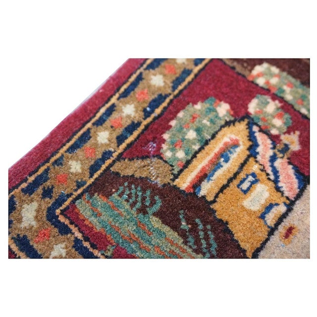 Antique Persian Kashan Wool 4X7 Multicolor Handmade Pictorial Area Rug #9900881 For Sale - Image 15 of 16