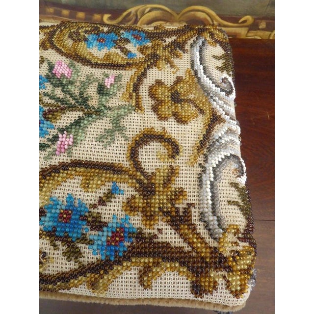 Antique Victorian Beadwork Upholstered Stool, 1860 For Sale - Image 6 of 17