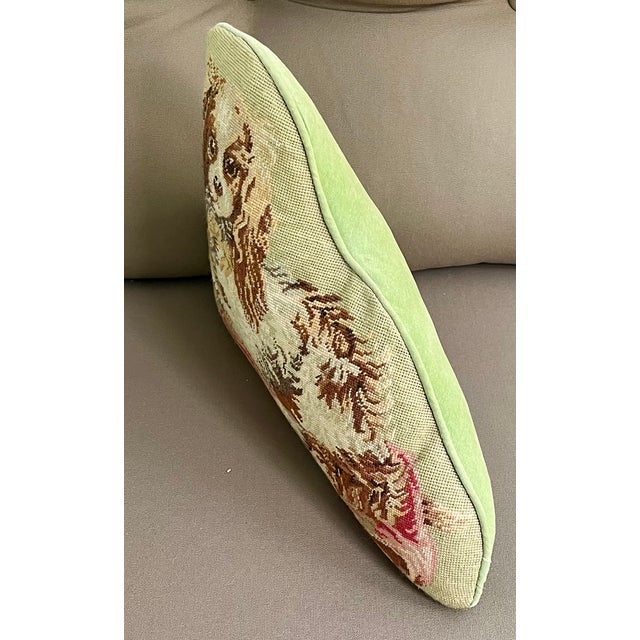 Victorian Needlepoint Dog Pillow of a King Charles Spaniel For Sale - Image 3 of 11