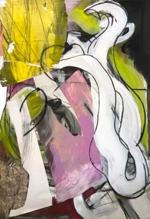 Contemporary Abstract Still Life Collage Painting / Mixed-Media