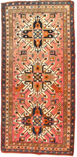 Late 19th Century Antique Russian Eagle Kazak Area Rug - 4′8″ × 9′9″