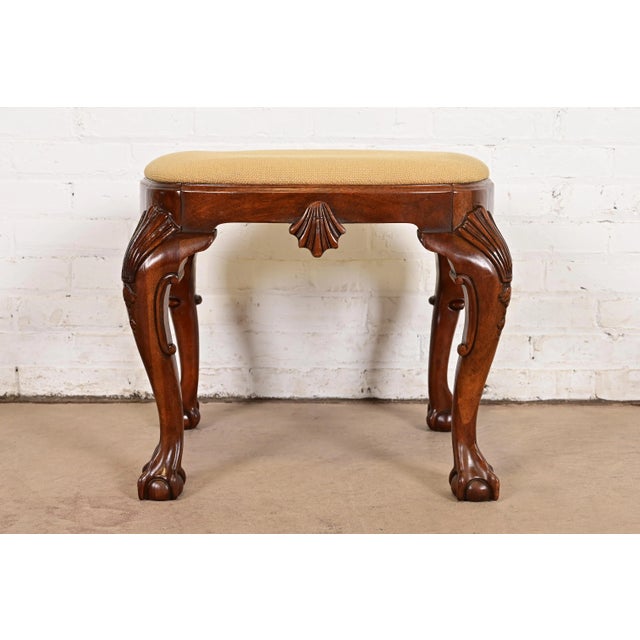 Baker Furniture Historic Charleston Chippendale Carved Mahogany Stool or Ottoman For Sale - Image 11 of 11