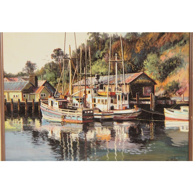 Painting by Filastro Mottola (1915-2008) of Boats in Noyo Bay For Sale - Image 4 of 12