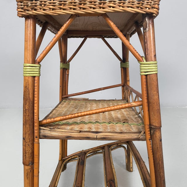 Italian Art Deco Cabinet or Coffee Table in Rattan and Green Rattan, 1930s For Sale - Image 15 of 18