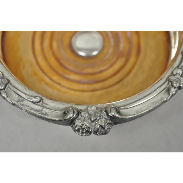 Antique English Victorian Silver Plated Rose Repousse Bar Wine Bottle Coaster For Sale In Philadelphia - Image 6 of 14