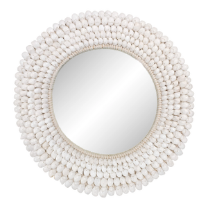 Handcrafted Coastal Style Round Seashell Mirror