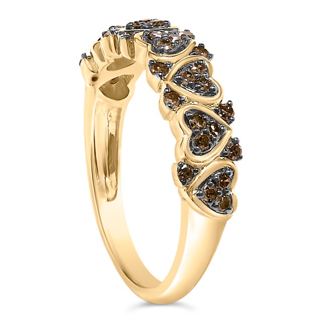 Haus of Brilliance 10K Yellow Gold Plated .925 Sterling Silver 1/3 cttw Natural Diamond Band Ring - Size 7 For Sale - Image 4 of 6