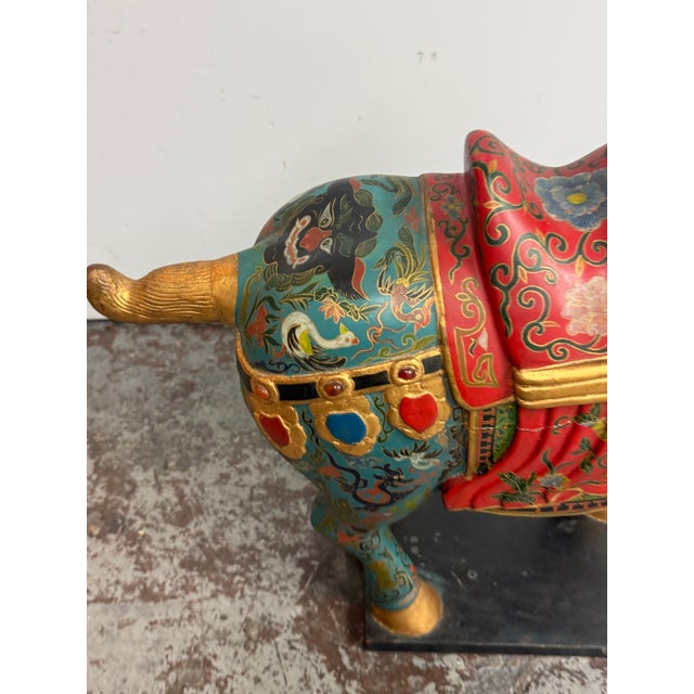 Chinese Republic Period-Style Cloisonné Painted Wooden Horse, Vintage For Sale - Image 11 of 13