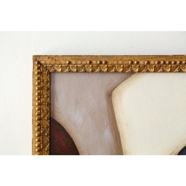 Wood Original Framed Abstract Painting in Antique Gold Frame For Sale - Image 7 of 14