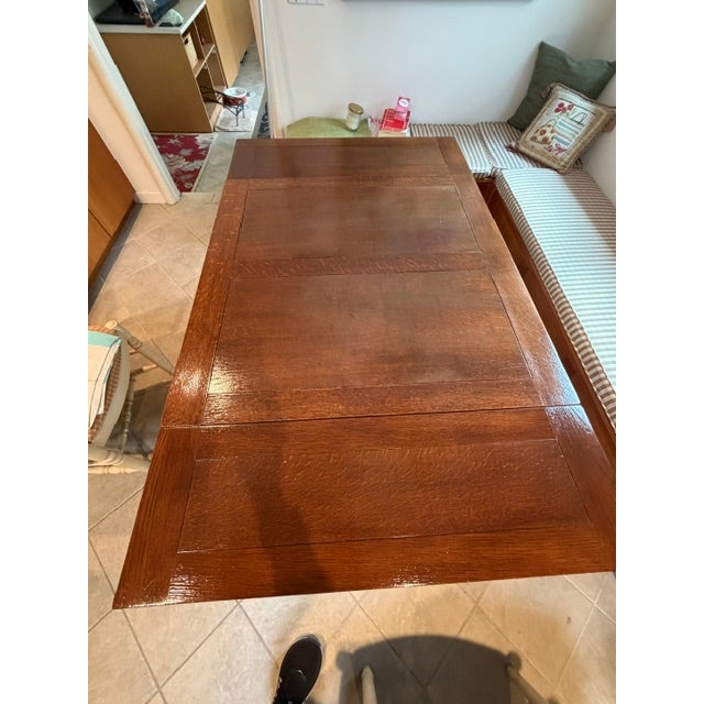 Mid-Century Modern Early 20th Century Jacobean Revival Oak Refectory Table With Carved Melon Legs For Sale - Image 3 of 3