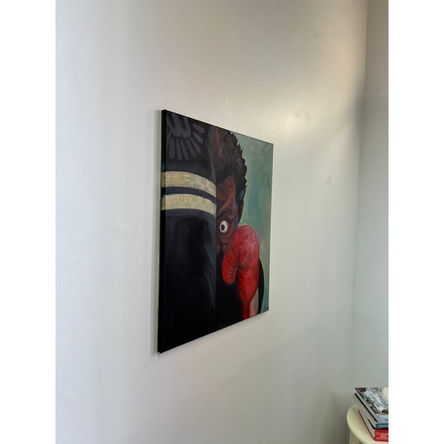 Contemporary Resilience, Oil and Marker on Canvas, Seromo Okoro (2025) For Sale - Image 3 of 4