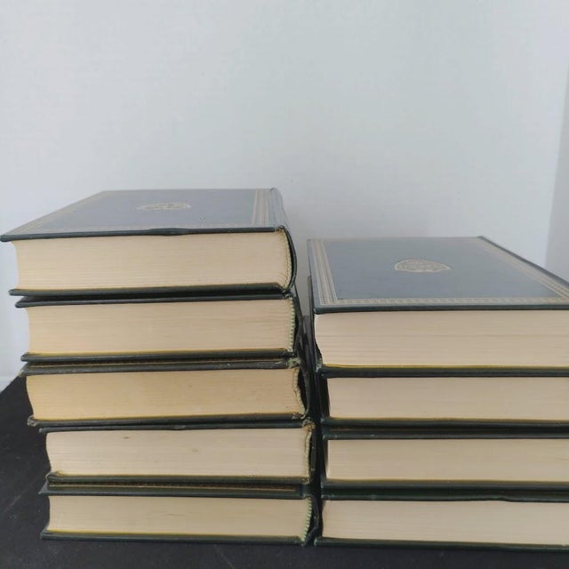 Dark Green The Harvard Classics 1969 Deluxe Edition Dark Green & Gold Gilt Leather-Bound Books Set of 9 For Sale - Image 8 of 9