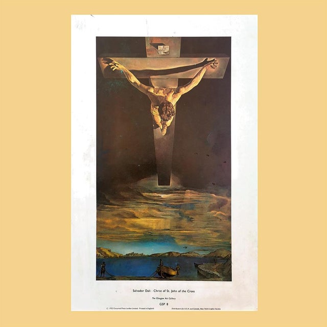 Original "Christ of Saint John of the Cross" by Salvador Dali 1952 vintage fine art offset lithography print / poster...
