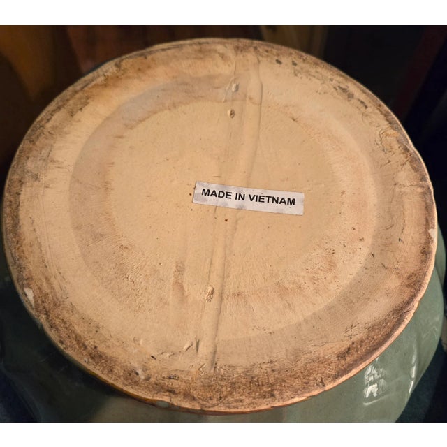 Large 1970s Heavy Vintage Planter Vase With Gold Trim For Sale - Image 9 of 9