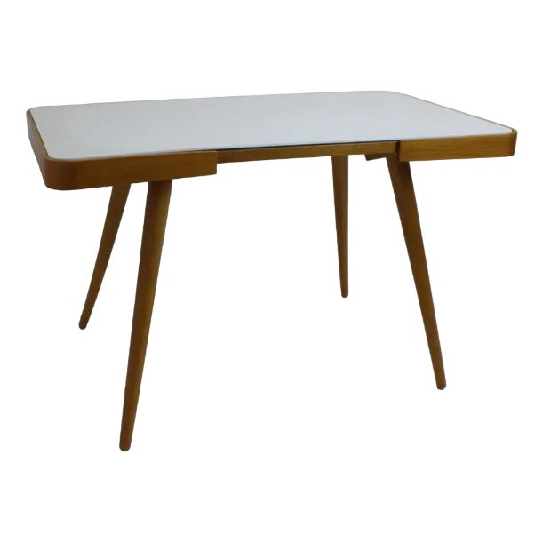 Coffee Table in Beech and Glass, 1960s For Sale