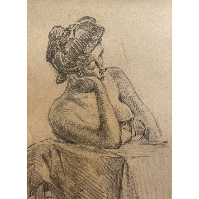 1907 drawing of a female nude from a group of drawings out of a 1907 sketchbook. The scenes are of Japan, some signed in...