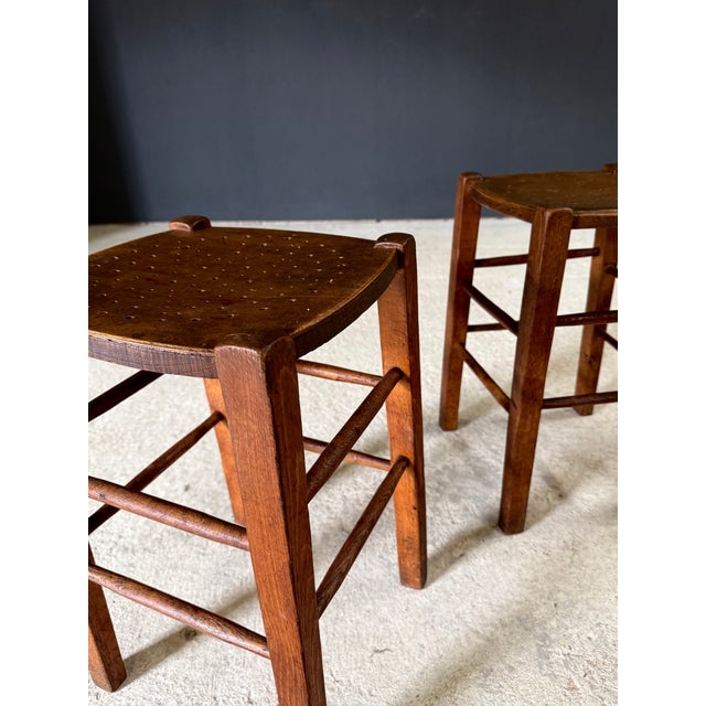French Country Bistro Stools, 1930s, Set of 2 For Sale - Image 11 of 16