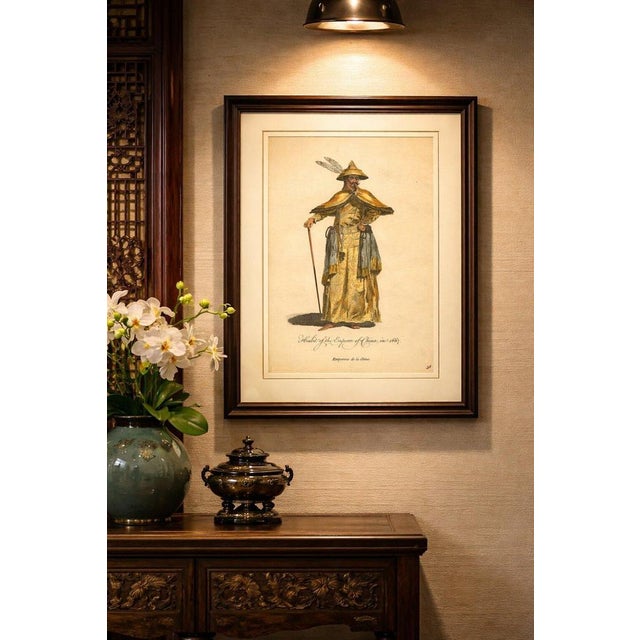 Emperor of China in Imperial Court Dress, Antique Print, Jefferys 1749 This impressive engraving depicts the Emperor of...