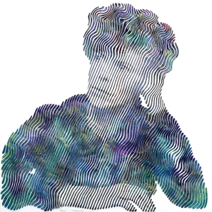 Textural Figurative Pop Art Painting "The Most Talented David Bowie" Original Artwork by Virginie Schroeder