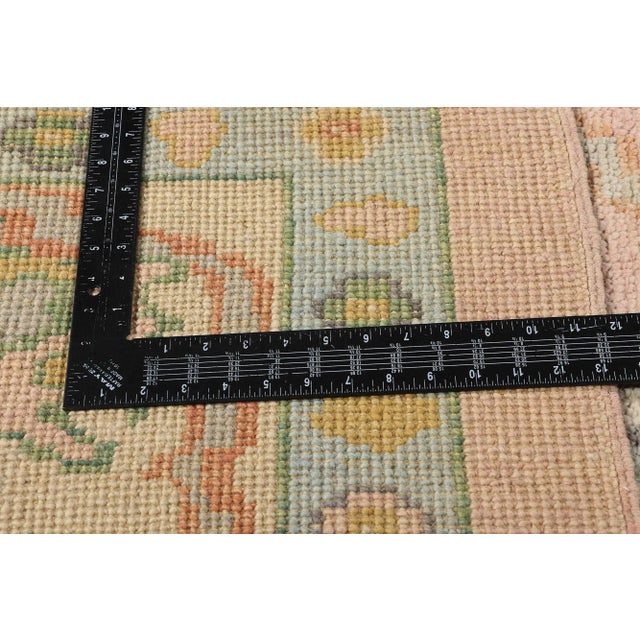 Textile Vintage Modern Pink Oushak Rug - 12'00 X 14'09 For Sale - Image 7 of 10