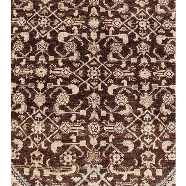 Textile Vintage Persian Mahal Runner With All-Over Herati Design in Brown For Sale - Image 7 of 11