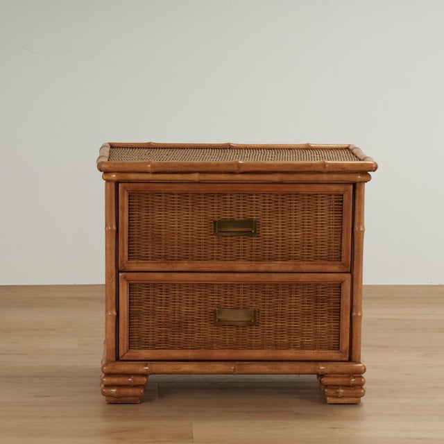 Pair of Vintage Faux Bamboo and Wicker Stands by American of Martinsville For Sale - Image 15 of 18