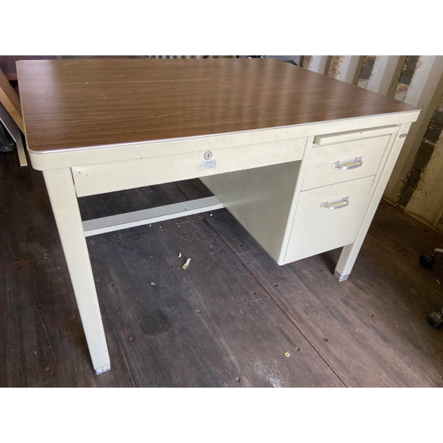 1940s Vintage Mid Century Modern Metal Tanker Desk For Sale - Image 9 of 13