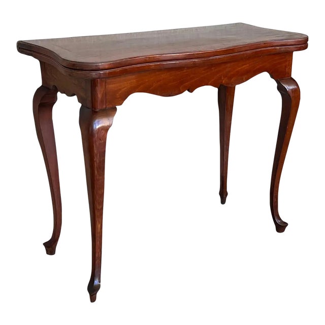 Game Card Fold Over Side Table or Tea Table With Hidden Drawer For Sale