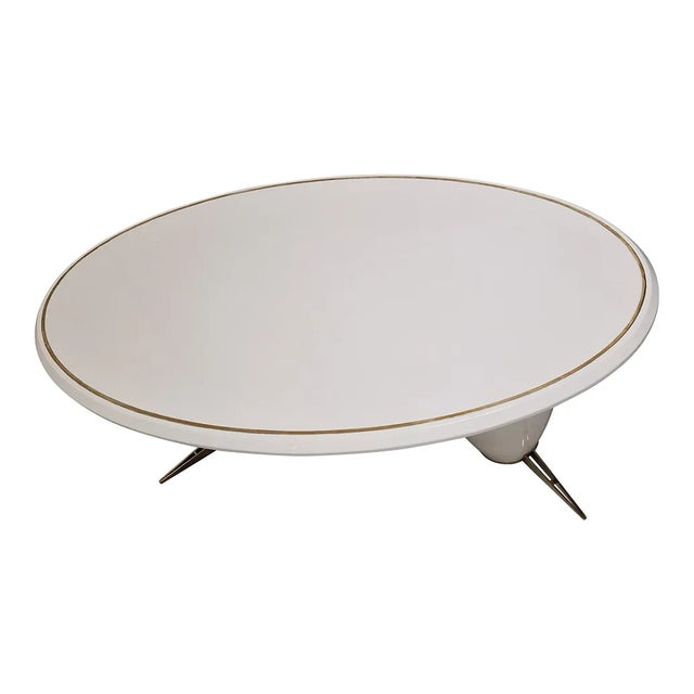 Oval Dining Table in White Lacquered Wood, 1980s For Sale - Image 4 of 8