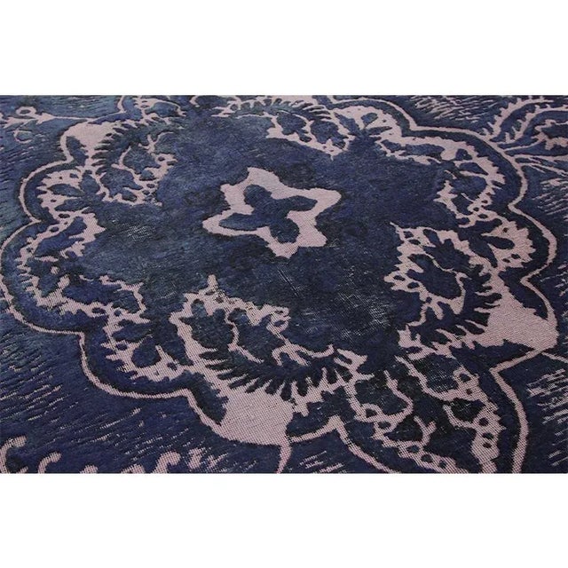 Purple 1980s Vintage Persian Navy and Purple Area Rug 9'4" X 12'10" For Sale - Image 8 of 11