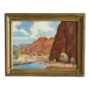 Silvio Silvestri, Listed Artist Canyon De Chelly Az Oil Painting Including the Antiqued Gold Wood Frame