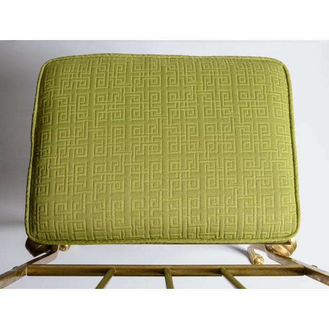 1950s Mid-Century Italian Chiavari Solid Brass Side Chair With Green Cushion For Sale - Image 9 of 12