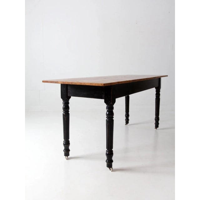 Wood Vintage Farmhouse Dining Table For Sale - Image 7 of 11