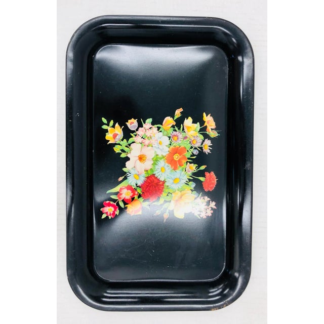 Metal Vintage Floral Tray For Sale - Image 7 of 9