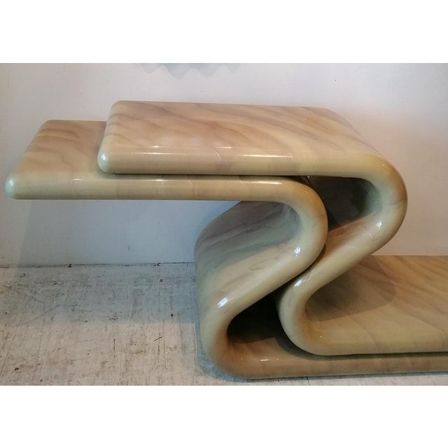 1980s Vintage S-Shaped American Lacquered Console Table in the style of Karl Springer, 1980s For Sale - Image 5 of 15