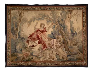 Antique 19th Century French Aubusson Rococo Tapestry