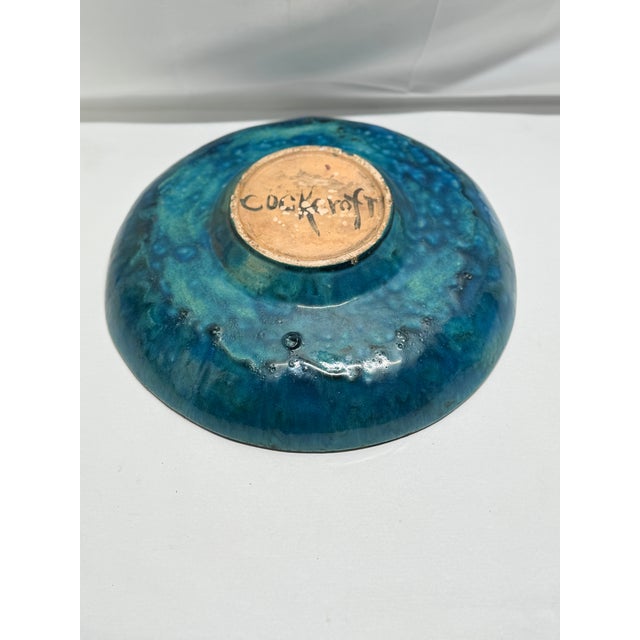 Blue Art Nouveau Ceramic Sunflower Platter by Edith Varian Cockcroft C. 1930 For Sale - Image 8 of 11