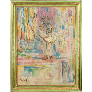 Sirio Pellegrini, Girl, Oil Painting, 1976 For Sale
