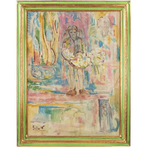 Sirio Pellegrini, Girl, Oil Painting, 1976 For Sale