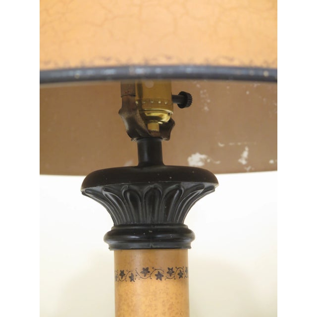 1980s Decorative Toleware Lamp with Metal Shade For Sale - Image 4 of 10