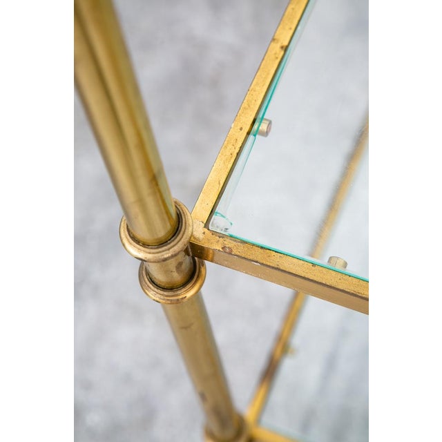 Mid Century Modern Display Cabinet Etagere Compact Brass Glass Shelving Unit For Sale - Image 10 of 12